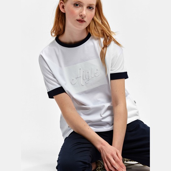 Aigle A Short Sleeves Tee Shirt With Uvc Function T-shirts Women White ZA-76021